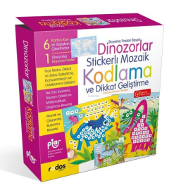 Dinozorlar Stickerli Mozaik Kodlama Ve Dikkat Geliştirme Oyun Seti - K