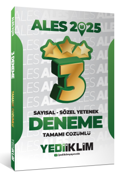 Yediiklim Yayıncılık 2025 ALES Sayısal Sözel Yetenek Tamamı Çözümlü 3 Yıldız Deneme