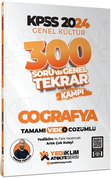 Yediiklim Yayınları 2024 KPSS Genel Kültür Coğrafya 300 Soruda Tamamı Video Çözümlü Genel Tekrar Kampı