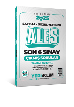 Yediiklim Yayınları 2025 ALES Master Serisi Sayısal - Sözel Yetenek Tamamı Çözümlü Son 6 Sınav Çıkmış Sorular