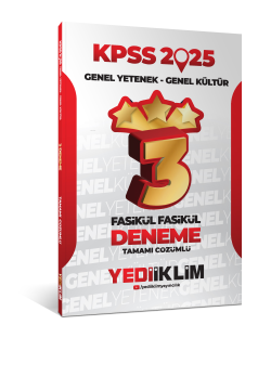 Yediiklim Yayınları 2025 KPSS Genel Yetenek Genel Kültür Tamamı Çözümlü Fasikül Fasikül 3 Yıldız Deneme