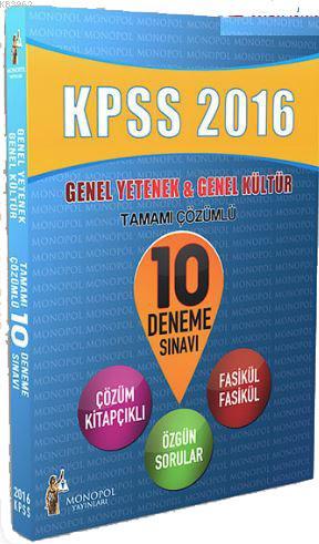 2016 KPSS Genel Yetenek Genel Kültür Tamamı Çözümlü 10 Deneme Sınavı -