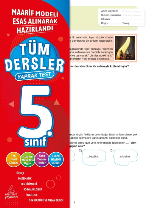 4 Element Tüm Dersler Yaprak Test 5. Sınıf - Yunus Emre Çekiç | Yeni v