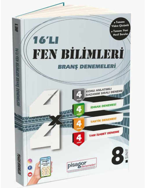 8. Sınıf Pisagor 16`lı Fen Bilimleri Denemesi - Kolektif | Yeni ve İki