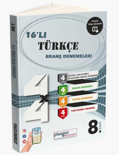 8. Sınıf Pisagor 16`lı Türkçe Denemesi - Kolektif | Yeni ve İkinci El 