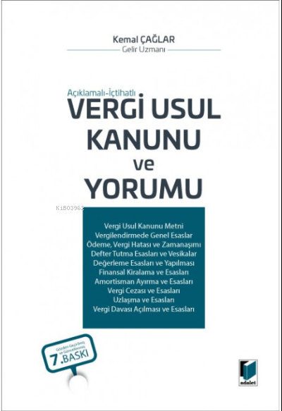 Açıklamalı-İçtihatlı Vergi Usul Kanunu ve Yorumu - Kemal Çağlar | Yeni