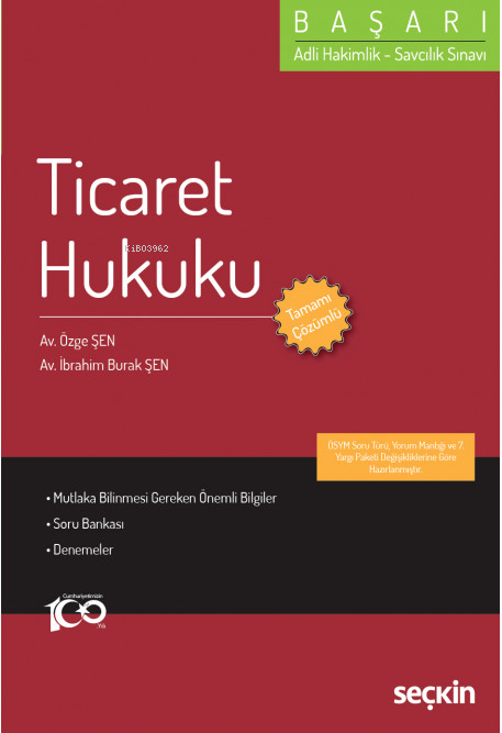 Başarı Ticaret Hukuku - Özge Şen | Yeni ve İkinci El Ucuz Kitabın Adre