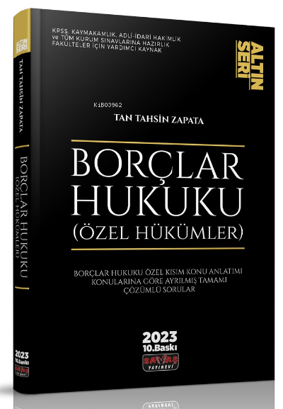 Borçlar Hukuku Özel Hükümler Konu Anlatımı - Tan Tahsin Zapata | Yeni 