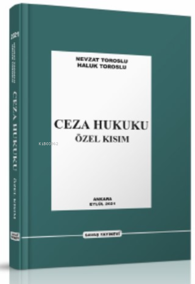 Ceza Hukuku Özel Kısım - Nevzat Toroslu | Yeni ve İkinci El Ucuz Kitab