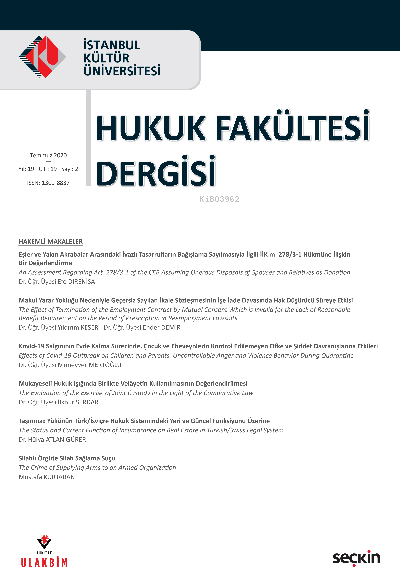 İstanbul Kültür Üniversitesi Hukuk Fakültesi Dergisi Cilt:19 – Sayı:2 