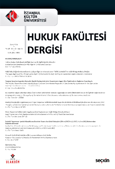 İstanbul Kültür Üniversitesi Hukuk Fakültesi Dergisi Cilt:20 – Sayı:1 