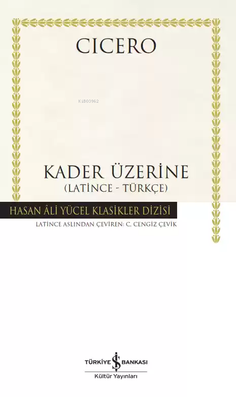 Kader Üzerine (Ciltli) - Marcus Tullius Cicero | Yeni ve İkinci El Ucu