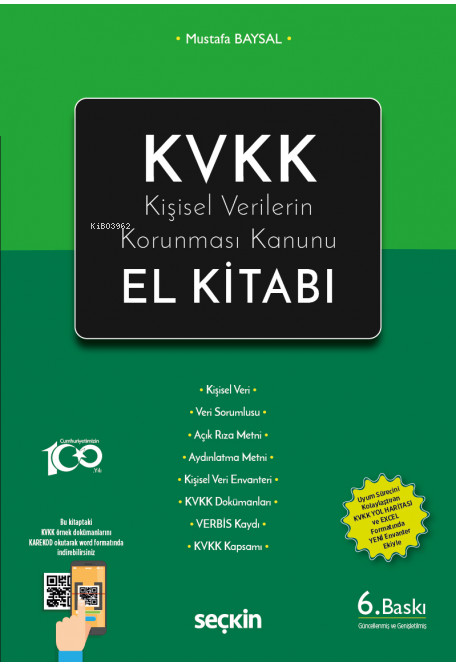 Kişisel Verilerin Korunması Kanunu El Kitabı - Mustafa Baysal | Yeni v