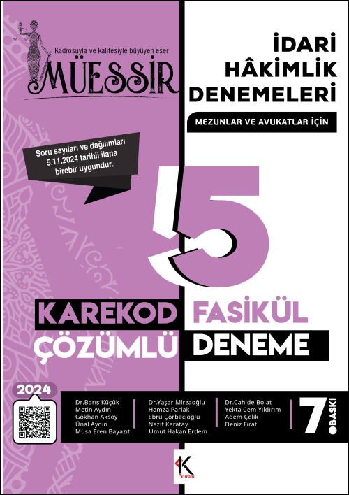 Müessir İdari Hakimlik Denemeleri- 2024 Karekod Çözümlü - Kolektif | Y