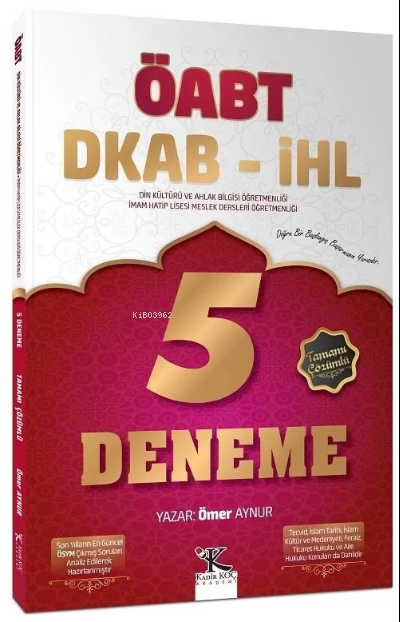 ÖABT Din Kültürü ve Ahlak Bilgisi Öğretmenliği 5 Deneme Çözümlü - Ömer