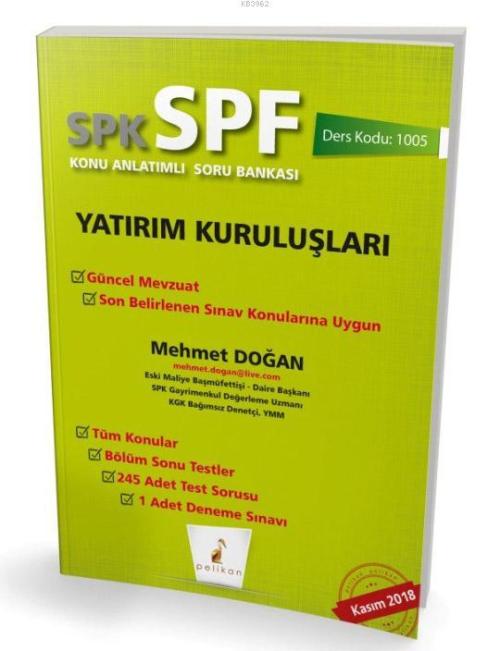 SPK - SPF Yatırım Kuruluşları Konu Anlatımlı Soru Bankası 1005 - Mehme