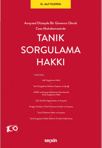 Tanık Sorgulama Hakkı - Akif Yıldırım | Yeni ve İkinci El Ucuz Kitabın