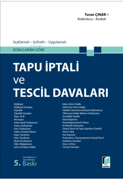 Tapu İptali ve Tescil Davaları - Turan Çınar | Yeni ve İkinci El Ucuz 