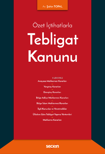 Tebligat Kanunu - Şahin Topal | Yeni ve İkinci El Ucuz Kitabın Adresi