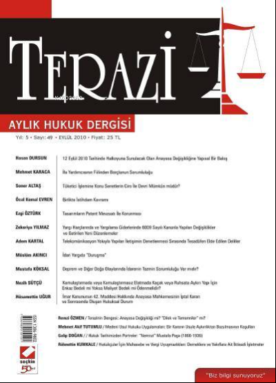 Terazi Aylık Hukuk Dergisi – 2015 Yılı Abonelik - Mutlu Dinç | Yeni ve