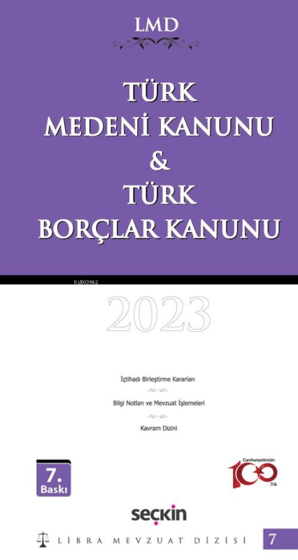 Türk Medeni Kanunu & Türk Borçlar Kanunu - LMD–7 Libra Mevzuat Dizisi 