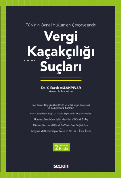 Vergi Kaçakçılığı Suçları - Y. Burak Aslanpınar | Yeni ve İkinci El Uc