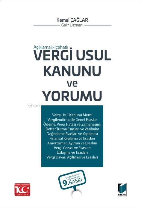 Vergi Usul Kanunu ve Yorumu - Kemal Çağlar | Yeni ve İkinci El Ucuz Ki