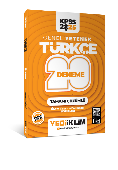 Yediiklim Yayınları 2025 KPSS Genel Yetenek Türkçe Tamamı Çözümlü 20 D