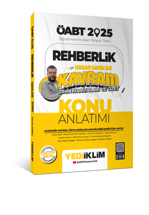 Yediiklim Yayınları 2025 ÖABT Rehberlik Hasan Sanlı ile Kavram Zihin H